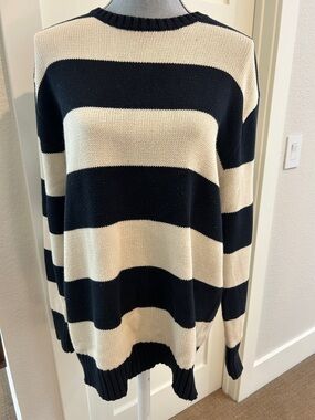 Brandy Melville Navy & Cream Striped Sweater Top